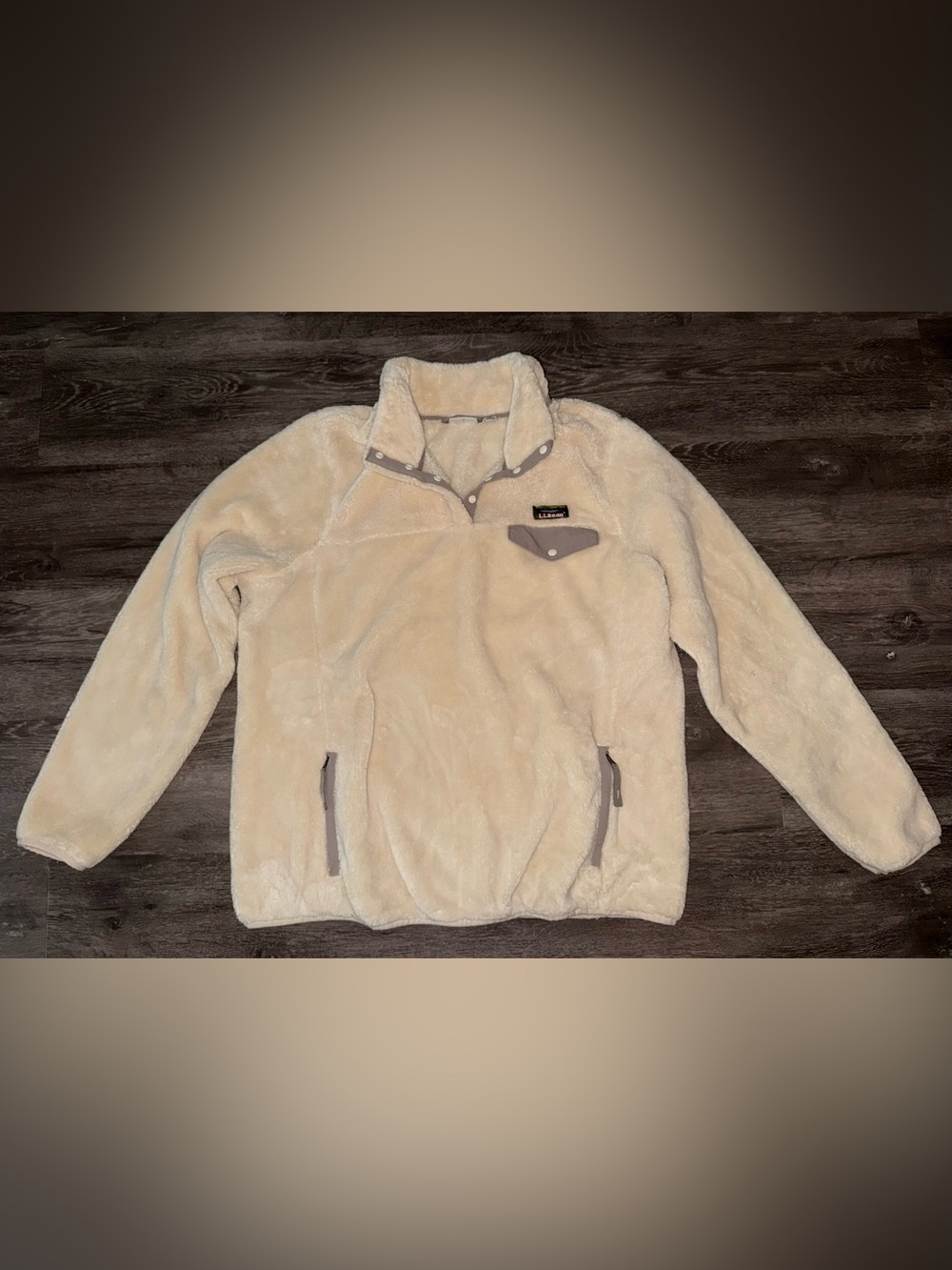 Womens L.L. BEAN hi-pile snap pullover fleece jacket sz XL